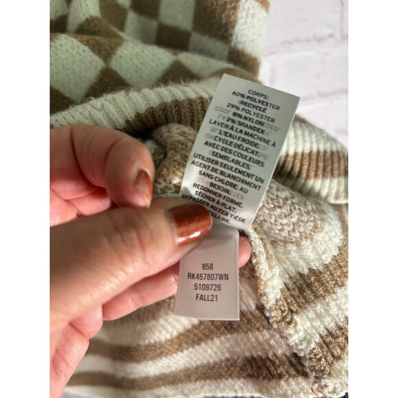 Abound Womens Sleeveless V-Neck Sweater Vest Tan & Ivory Check 1X - Picture 7 of 11